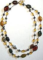 Sun Designs Amber/Earth Long Knotted Necklace
