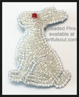 Beaded White Rabbit Pin